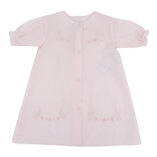 Girls Long-sleeve Daygown with Bird Embroidery and Scallop Trim