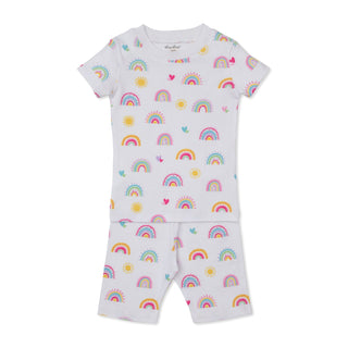 Printed Pajama Short Set - Rainbow Sunshine