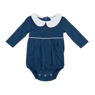 Boys Knit Peter Pan Collared Bubble - Navy