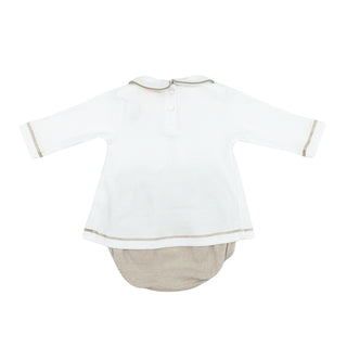 Boys Pleated Shirt Diaper Set with Embroidery - Mallards