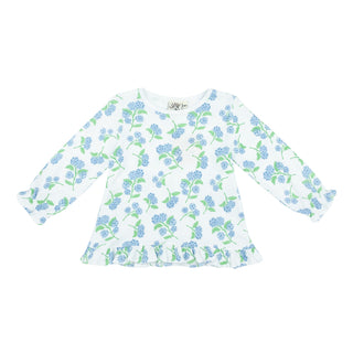 Girls Printed Swing Top - Hydrangeas