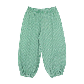 Knit Gathered Pants - Green Gingham