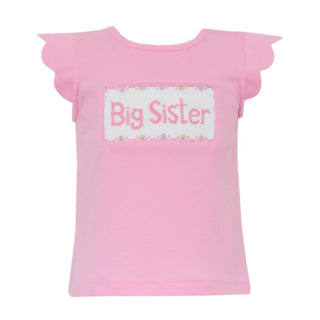 Girls Smocked Angel-sleeve T-shirt - Big Sister