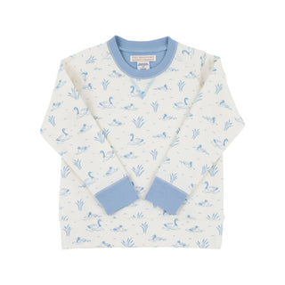 Cassidy Comfy Crewneck - Quack Quack Honk with Barrington Blue