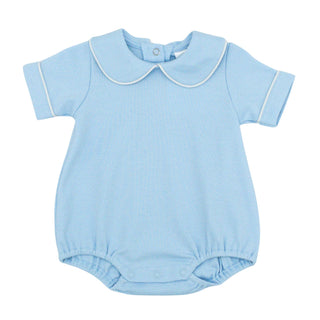 Knit Collared Bubble with Piping - Blue