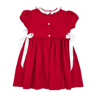 Rose Dress with Hand-smocking - Classic Christmas Red