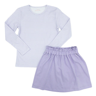 Callie Crewneck Top & Skirt - Lavender Stripe