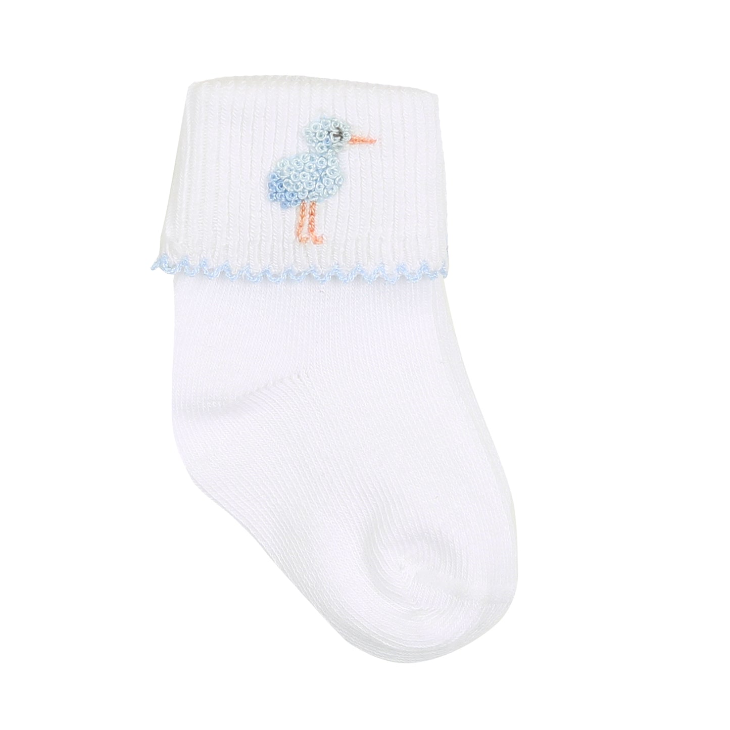 Tiny Stork Embroidered Socks