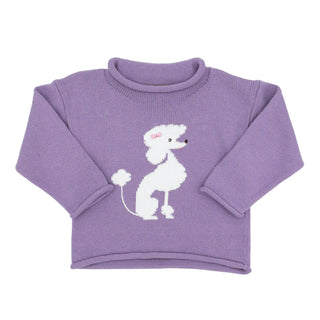 Rollneck Sweater - Poodle on Lavender