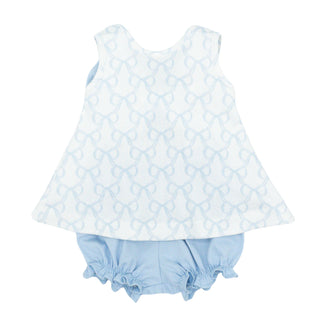 Pima Knit Lottie Bloomer Set - Blue Bows