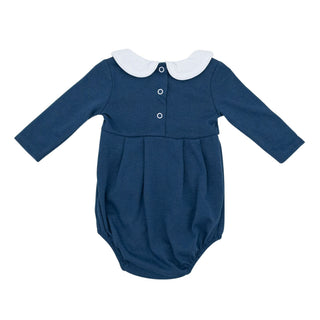 Boys Knit Peter Pan Collared Bubble - Navy