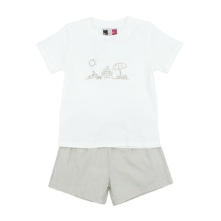 Boys Short Set with Embroidery - Fun in the Sun