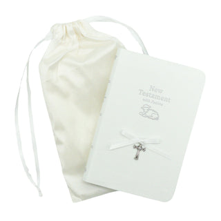 Baby Bible with Silver Cross and Crystal