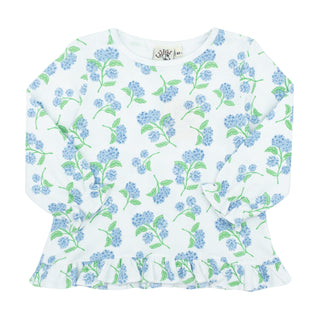 Girls Printed Swing Top - Hydrangeas