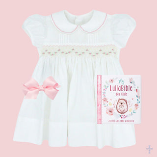 Finley Collared Dress with Smocked Rosebuds - FINAL SALE