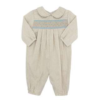Boys Romper with Hand-smocking - Blue Geometrics