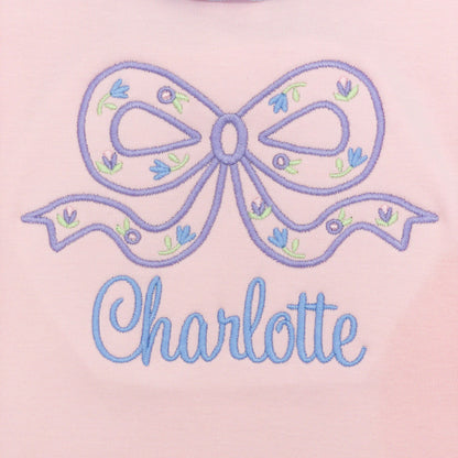Bow Silhouette and Floral Design with Name Monogram