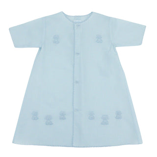 Boys Long-sleeve Daygown with Puppy Embroidery and Scallop Trim