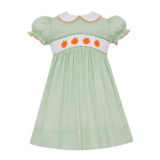 Collared Dress with Hand-smocking - Pumpkins