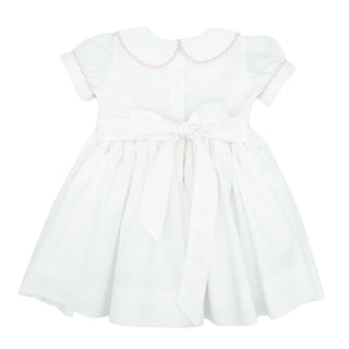 Rose Dress with Hand-smocking - White