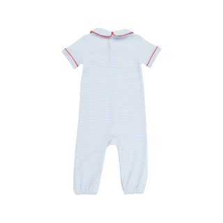 Benny Button Romper - Beale Street Blue Stripe