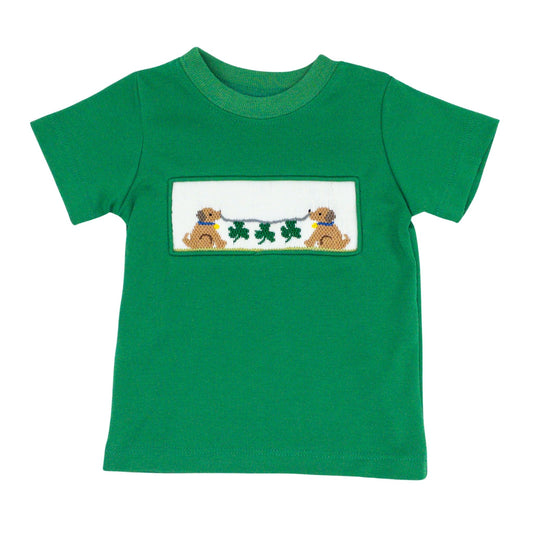 Abel T-shirt with Smocked Shamrock Puppies - FINAL SALE