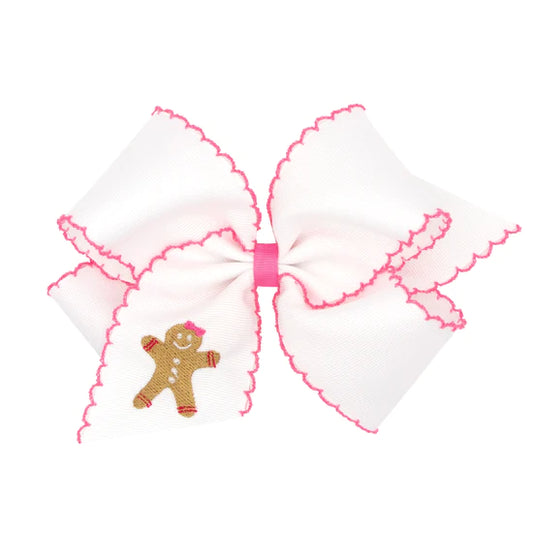 Grosgrain Moonstitch Embroidered Hair Bow - Christmas - 50% OFF