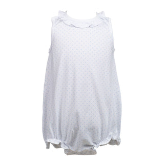 *PRE-ORDER* Girls Pima Knit Ruffle-neck Bubble - Blue Dots