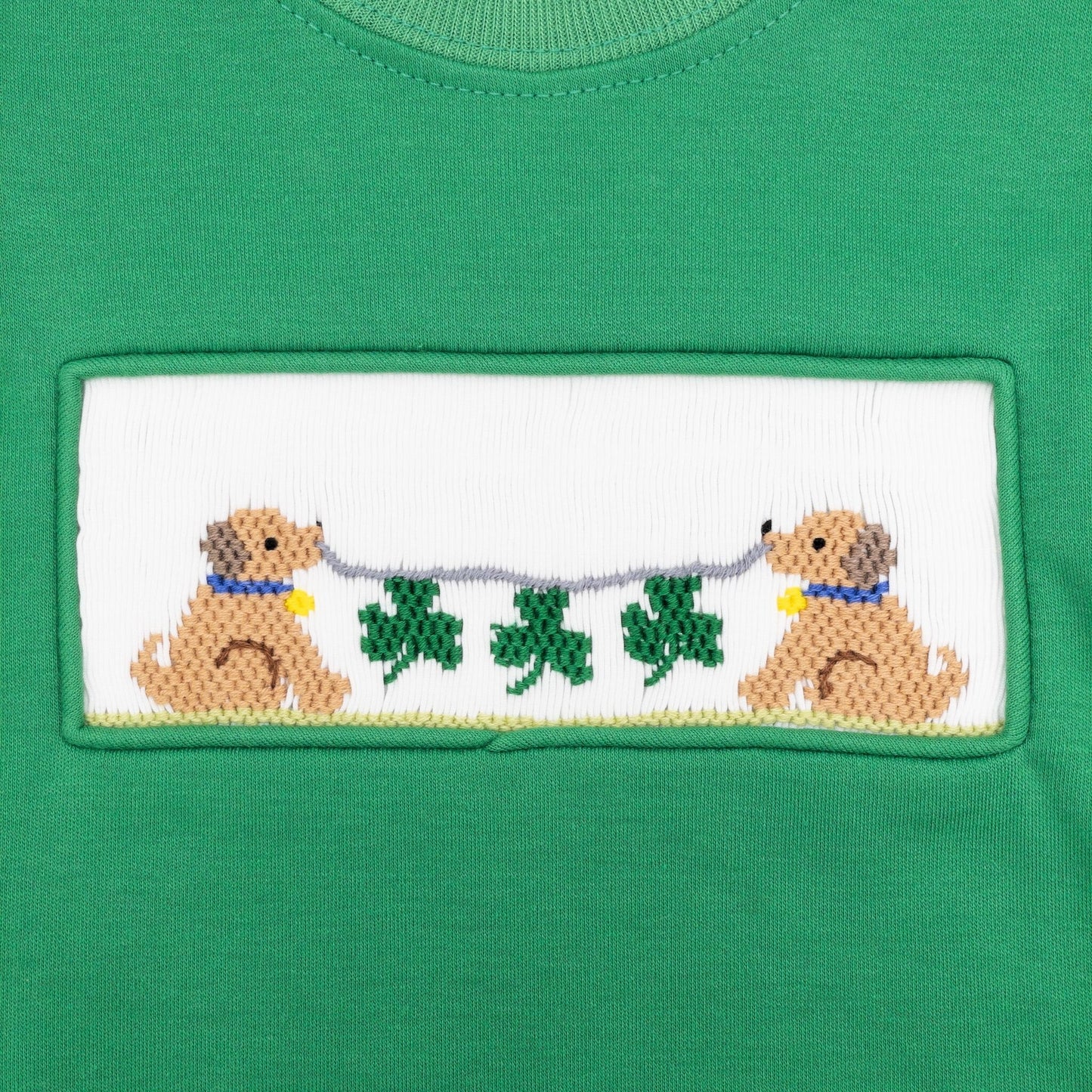 Abel T-shirt with Smocked Shamrock Puppies - FINAL SALE