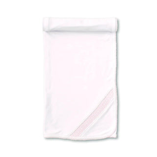 Blanket with Hand Smocking - White with Pink