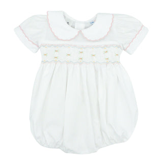 Rose Dress with Hand-smocking - White | Lulu Bebe 4T / White Rose Dress with Hand-smocking - White | Lulu Bebe 4T / White