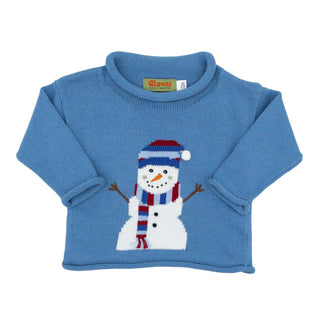 Rollneck Sweater - Snowman on Chambray