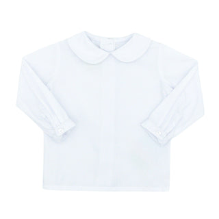 Peter Pan Collared Shirt - Long Sleeve - White Piping