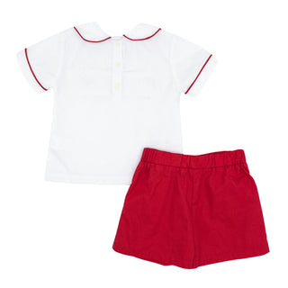 Boys David Short Set with Hand-smocking - Red