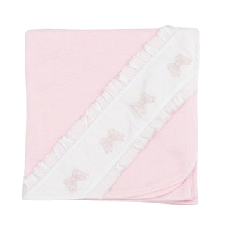 Knit Blanket with Ruffle Scallop Trim