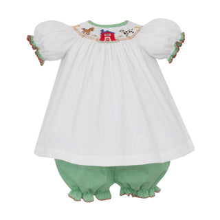 Bishop Bloomer Set with Hand-smocking - Farm