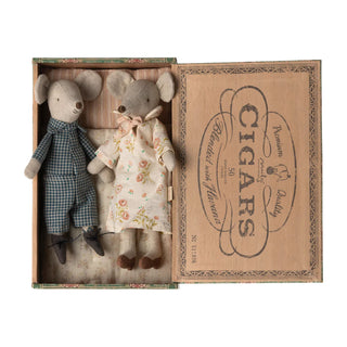 Grandma and Grandpa Mice in a Cigarbox