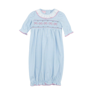 Girls Knit Sack with Hand-smocking - Bows