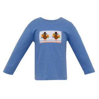 Boys Smocked Long Sleeve T-shirt - Turkeys