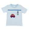 Car Applique on Blue Stripe