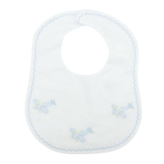 Bib with Embroidered Planes and Scallop Stitching