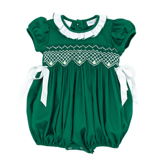 Rosie Bubble with Hand-smocking - Classic Christmas Green
