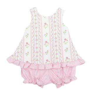 Pima Knit Poppy Bloomer Set - Pink Floral