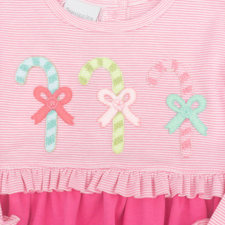 Pima Knit Dress with Candy Cane Applique