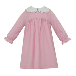 Girls Corduroy Dress with Rosebud Embroidery