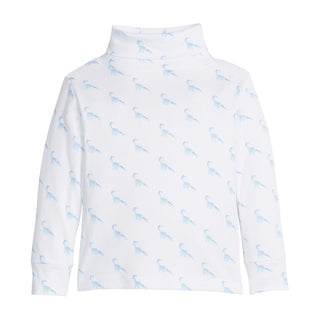 Boys Printed Turtleneck - Blue Dinosaur