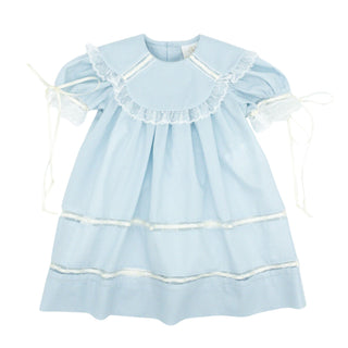 Donahue Heirloom Dress - Blue Batiste with Ecru Ribbon