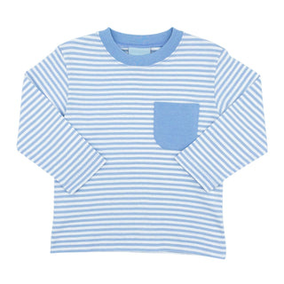 Boys Long-sleeve Pocket T-shirt and Pant Set - Light Blue Stripe