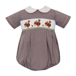 Boys Smocked Bubble - Turkeys