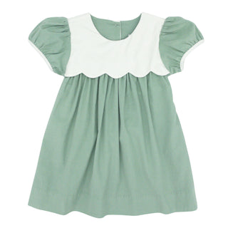 Girls Corduroy Dress with Scalloped Yoke